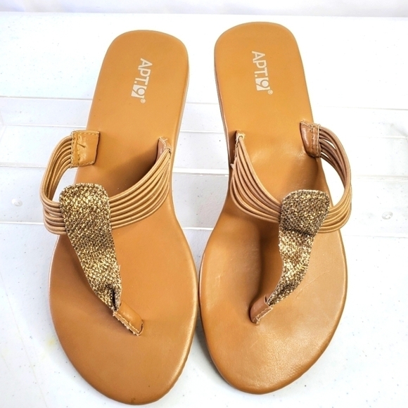 Glitter Flip Flops Metallic Thong Sandals Coastal Neutral Size 7 - Picture 3 of 8